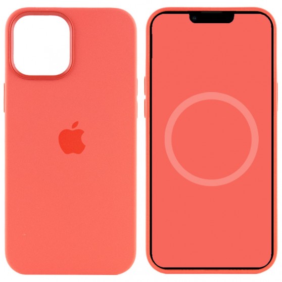 Чохол Silicone case (AAA) with Magsafe and Animation для Apple iPhone 12 Pro / 12 (6.1") Помаранчевий / Pink citrus