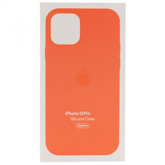 Чехол Silicone case (AAA) with Magsafe and Animation для Apple iPhone 12 Pro / 12 (6.1") Оранжевый / Pink citrus - изображение 4