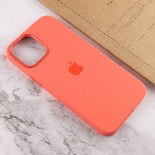 Чехол Silicone case (AAA) with Magsafe and Animation для Apple iPhone 12 Pro / 12 (6.1") Оранжевый / Pink citrus - изображение 6