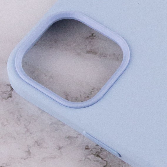 Чехол для Apple iPhone 12 Pro Max (6.7"") - Silicone case (AAA) full with Magsafe and Animation (Голубой / Cloud Blue)