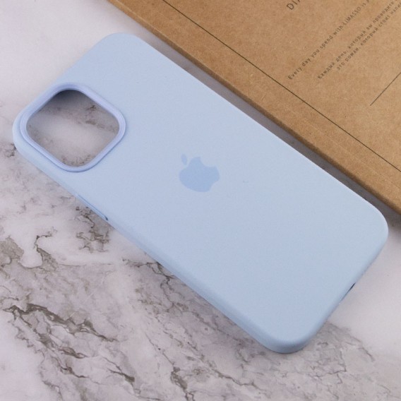 Чехол для Apple iPhone 12 Pro Max (6.7"") - Silicone case (AAA) full with Magsafe and Animation (Голубой / Cloud Blue)