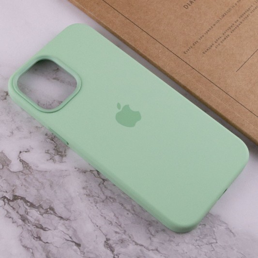 Чехол Silicone case (AAA) with Magsafe and Animation для Apple iPhone 12 Pro Max (6.7") Зеленый / Pistachio - изображение 6