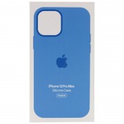 Чохол для Apple iPhone 12 Pro Max (6.7"") - Silicone case (AAA) full with Magsafe and Animation (Синій / Capri Blue)
