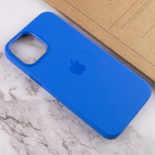 Чохол Silicone case (AAA) with Magsafe and Animation для Apple iPhone 12 Pro Max (6.7") Синій / Capri Blue - зображення 6 