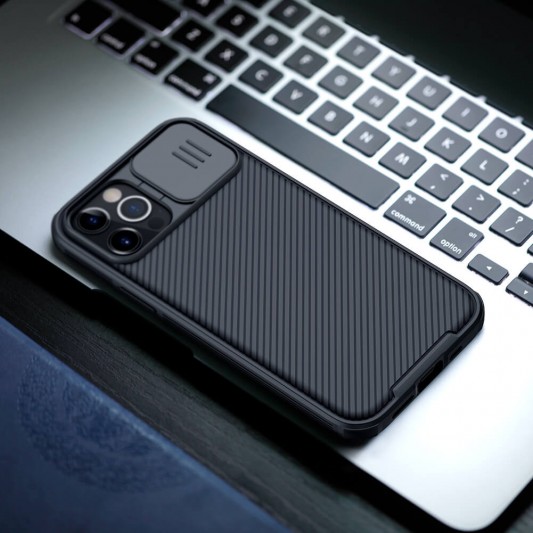 Карбонова накладка Nillkin Camshield (шторка на камеру) для Apple iPhone 13 Pro (6.1") Чорний / Black - зображення 3 