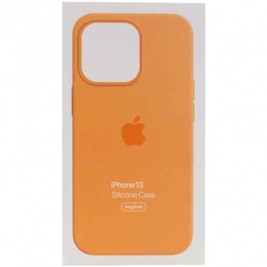 Чохол Silicone case (AAA) with Magsafe and Animation для Apple iPhone 13 Pro Max (6.7") Помаранчевий / Marigold - зображення 4 