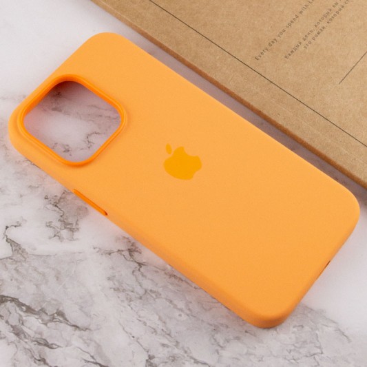 Чохол Silicone case (AAA) with Magsafe and Animation для Apple iPhone 13 Pro Max (6.7") Помаранчевий / Marigold - зображення 6 