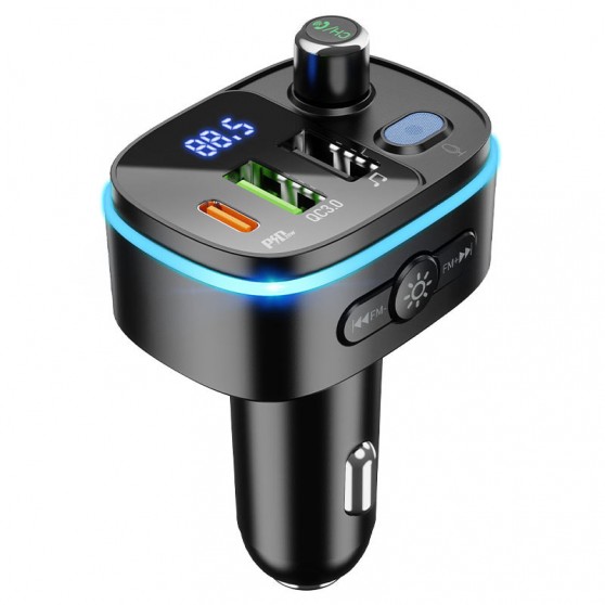 АЗУ FM модулятор Hoco E62 PD20W+QC3.0 (2USB-A/1C) Черный