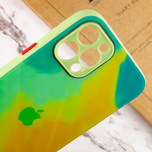 Чехол TPU+Glass Impasto abstract для Apple iPhone 12 Pro (6.1") Yellow green - изображение 2