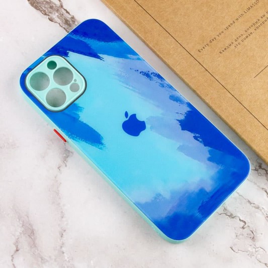 Чехол TPU+Glass Impasto abstract для Apple iPhone 12 Pro (6.1") Blue - изображение 1