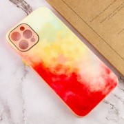 Чехол для Apple iPhone 12 Pro Max (6.7"") - TPU+Glass Impasto abstract (Red yellow)