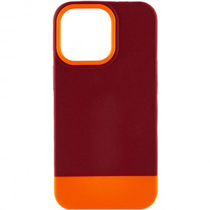 Чехол для Apple iPhone 13 Pro Max - TPU+PC Bichromatic (Brown burgundy / Orange)