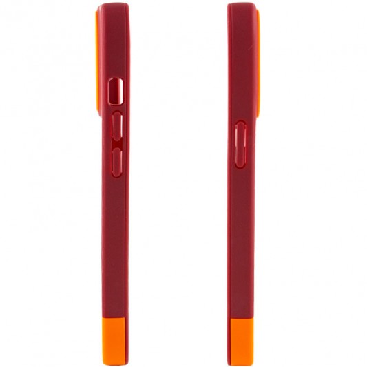 Чохол TPU+PC Bichromatic для Apple iPhone 13 (6.1") Brown burgundy / Orange - зображення 2 