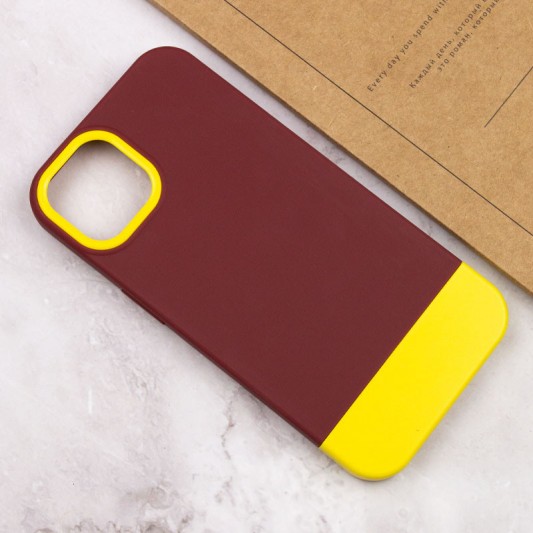 Чохол TPU+PC Bichromatic для Apple iPhone 13 (6.1") Brown burgundy / Yellow - зображення 3 