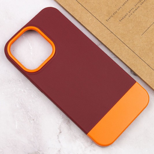 Чохол TPU+PC Bichromatic для Apple iPhone 13 Pro (6.1") Brown burgundy / Orange - зображення 3 