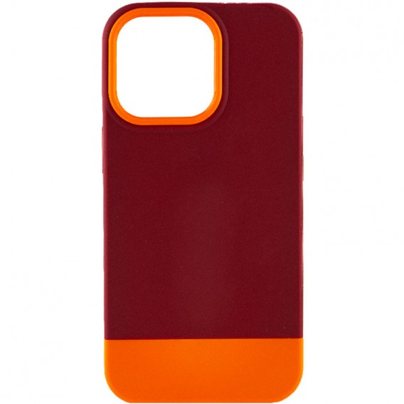Чехол для Apple iPhone 13 Pro - TPU+PC Bichromatic (Brown burgundy / Orange)