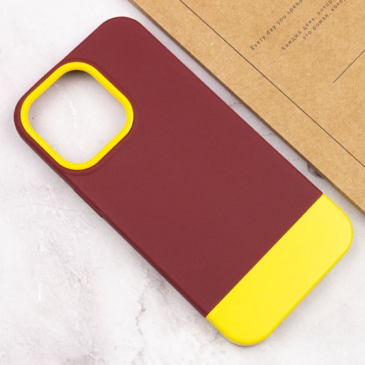 Чохол TPU+PC Bichromatic для Apple iPhone 13 Pro (6.1") Brown burgundy / Yellow - зображення 3 