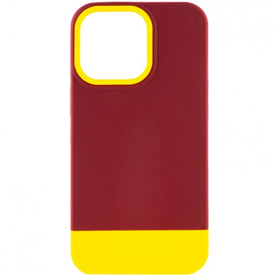 Чехол для Apple iPhone 13 Pro - TPU+PC Bichromatic (Brown burgundy / Yellow)