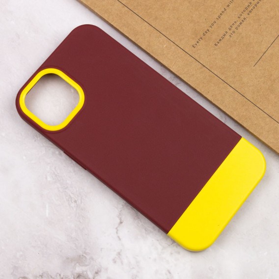 Чехол для Apple iPhone 12 Pro Max - TPU+PC Bichromatic (Brown burgundy / Yellow)
