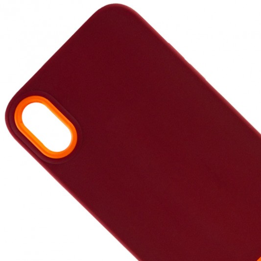 Чехол TPU+PC Bichromatic для Apple iPhone XR (6.1") Brown burgundy / Orange - изображение 1