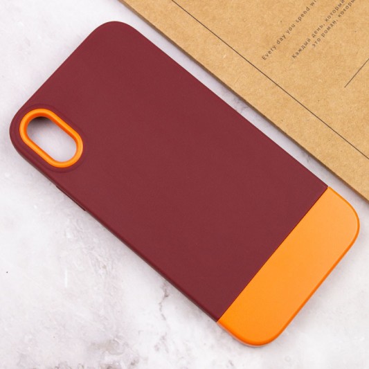 Чехол TPU+PC Bichromatic для Apple iPhone XR (6.1") Brown burgundy / Orange - изображение 3