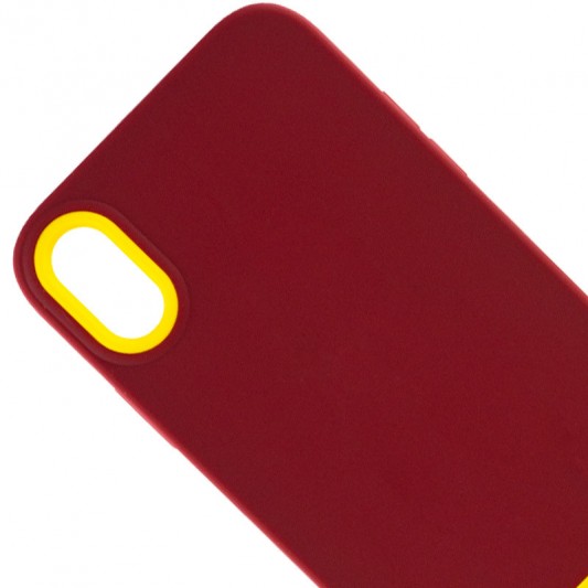 Чехол TPU+PC Bichromatic для Apple iPhone X / XS (5.8") Brown burgundy / Yellow - изображение 1