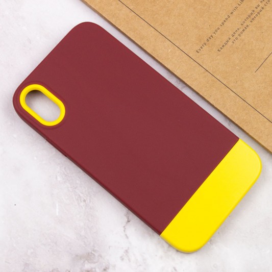 Чехол TPU+PC Bichromatic для Apple iPhone X / XS (5.8") Brown burgundy / Yellow - изображение 3