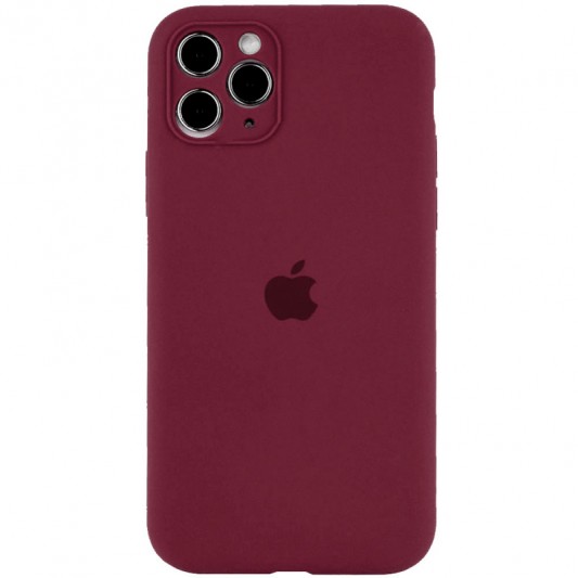 Чехол Silicone Case Full Camera Protective (AA) для Apple iPhone 12 Pro Max (6.7") Бордовый / Plum