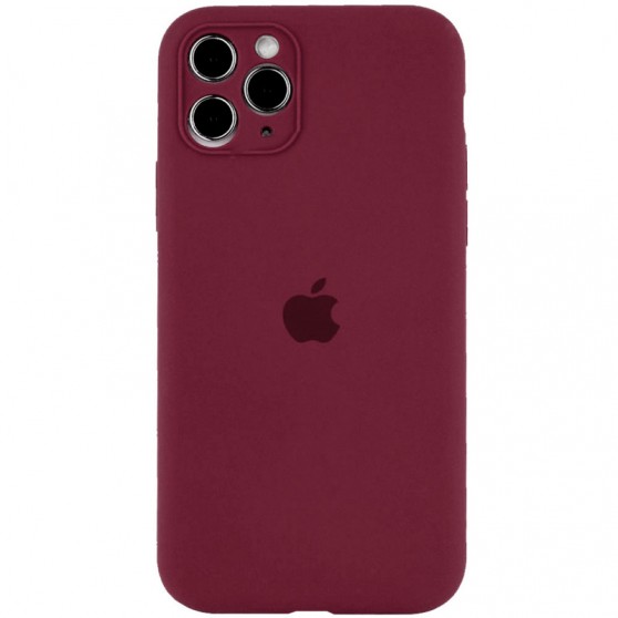 Чехол Silicone Case Full Camera Protective (AA) для Apple iPhone 12 Pro Max (6.7") Бордовый / Plum