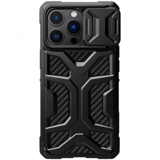 Черный чехол Nillkin CamShield Adventurer с шторкой на камеру для iPhone 13 Pro Max, сделанный из TPU и PC материалов