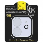 Захисне скло на камеру Full Block (тех.пак) для Apple iPhone 11 (6.1") Прозорий