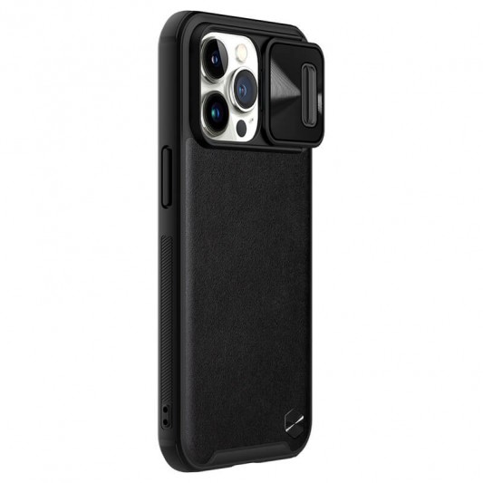 Кожаная накладка Nillkin Camshield Leather (шторка на камеру) для Apple iPhone 13 Pro (6.1") Черный / Black