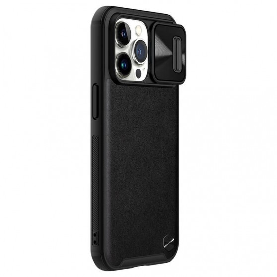 Кожаная накладка Nillkin Camshield Leather (шторка на камеру) для Apple iPhone 13 Pro (6.1") Черный / Black