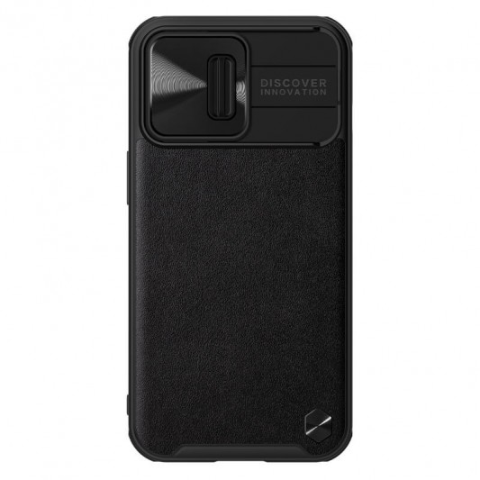 Кожаная накладка Nillkin Camshield Leather (шторка на камеру) для Apple iPhone 13 Pro (6.1") Черный / Black - изображение 1