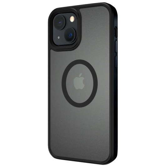 TPU+PC чехол Metal Buttons with MagSafe для Apple iPhone 13 (6.1") Черный - изображение 1