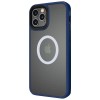 TPU+PC чохол для Apple iPhone 13 Pro (6.1"") - Metal Buttons with MagSafe (Синій)