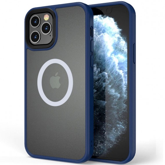 TPU+PC чехол для Apple iPhone 13 Pro (6.1"") - Metal Buttons with MagSafe (Синий)