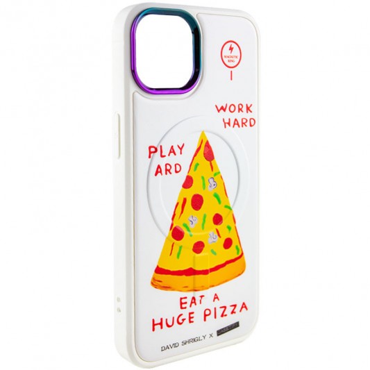 TPU+PC чехол Funny pictures with MagSafe для Apple iPhone 13 (6.1") Pizza - изображение 1