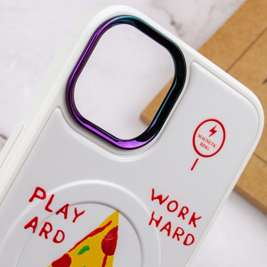 TPU+PC чехол Funny pictures with MagSafe для Apple iPhone 13 (6.1") Pizza - изображение 4