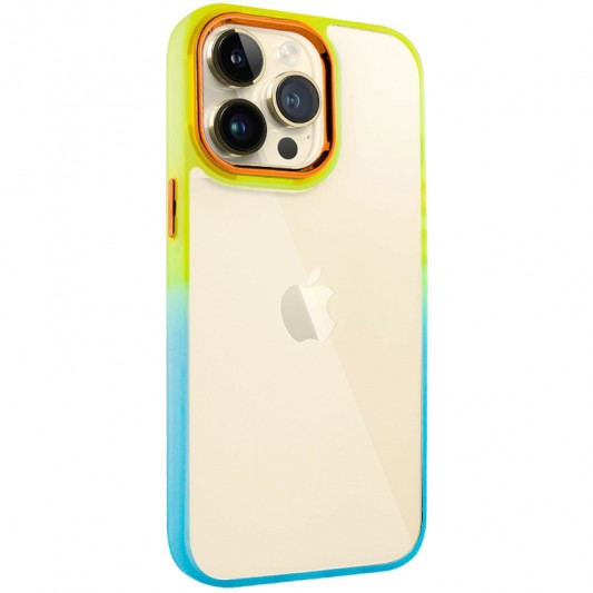 Чехол TPU+PC Fresh sip series для Apple iPhone 14 Pro Max (6.7") Бирюзовый / Оранжевый