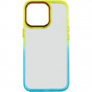 Чехол для Apple iPhone 14 Pro Max - TPU+PC Fresh sip series Бирюзовый / Оранжевый