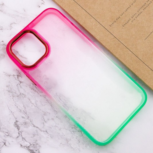 Чехол TPU+PC Fresh sip series для Apple iPhone 14 (6.1") Салатовый / Розовый - изображение 2