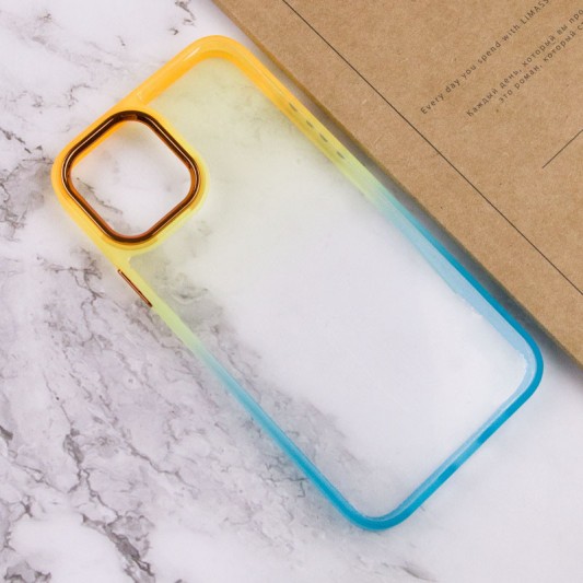 Чехол TPU+PC Fresh sip series для Apple iPhone 14 (6.1") Бирюзовый / Оранжевый - изображение 2