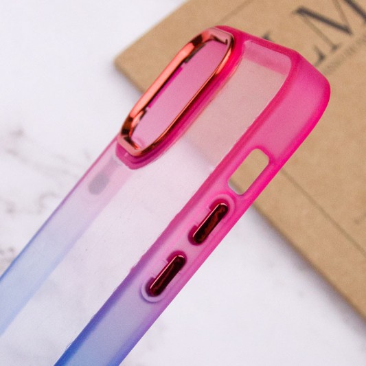 Чехол TPU+PC Fresh sip series для Apple iPhone 14 (6.1") Синий / Розовый - изображение 3