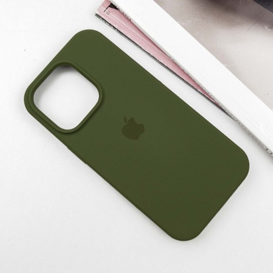 Чехол Silicone Case Full Protective (AA) для Apple iPhone 14 Pro (6.1") Зеленый / Dark Olive - изображение 1