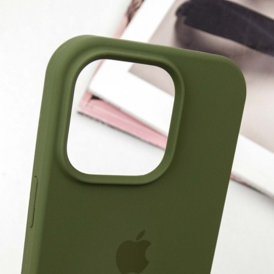 Чехол Silicone Case Full Protective (AA) для Apple iPhone 14 Pro (6.1") Зеленый / Dark Olive - изображение 2