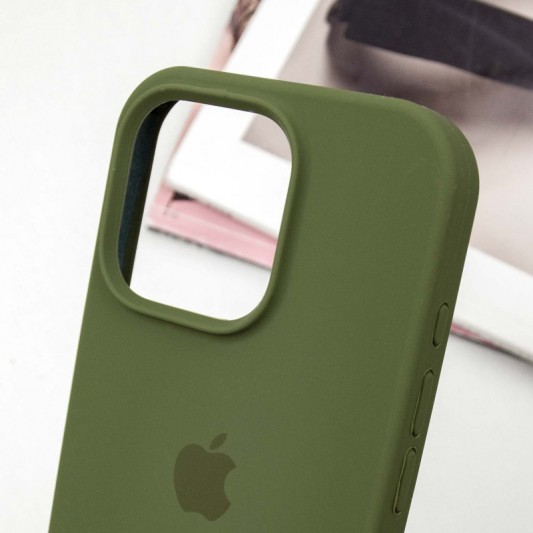 Чехол Silicone Case Full Protective (AA) для Apple iPhone 14 Pro (6.1") Зеленый / Dark Olive - изображение 3