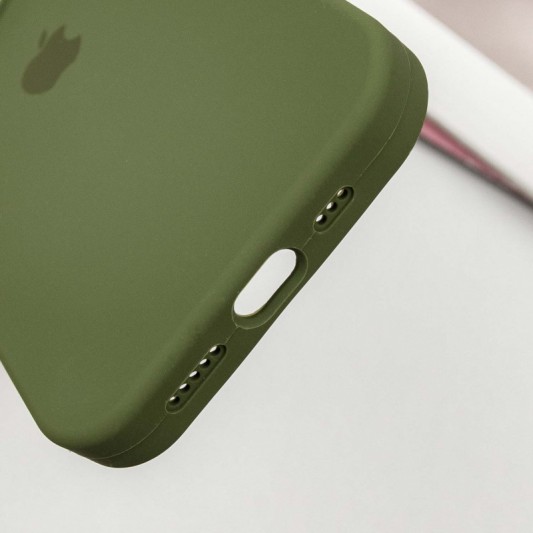 Чехол Silicone Case Full Protective (AA) для Apple iPhone 14 Pro (6.1") Зеленый / Dark Olive - изображение 4