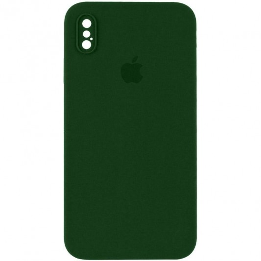Чохол Silicone Case Square Full Camera Protective (AA) для Apple iPhone X / XS (5.8") Зелений / Army green
