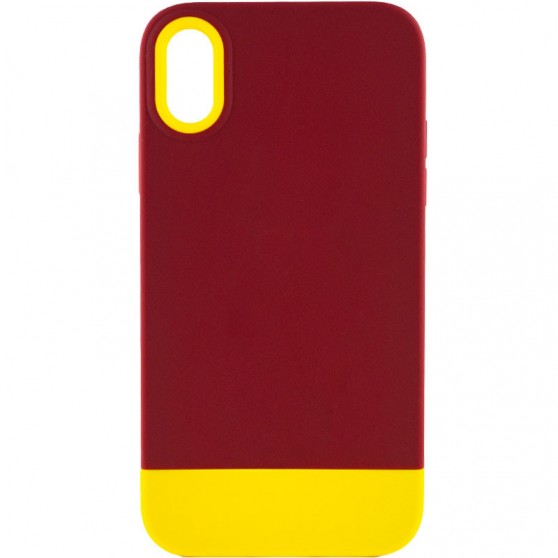 Чехол TPU+PC Bichromatic для Apple iPhone XR (6.1") Brown burgundy / Yellow